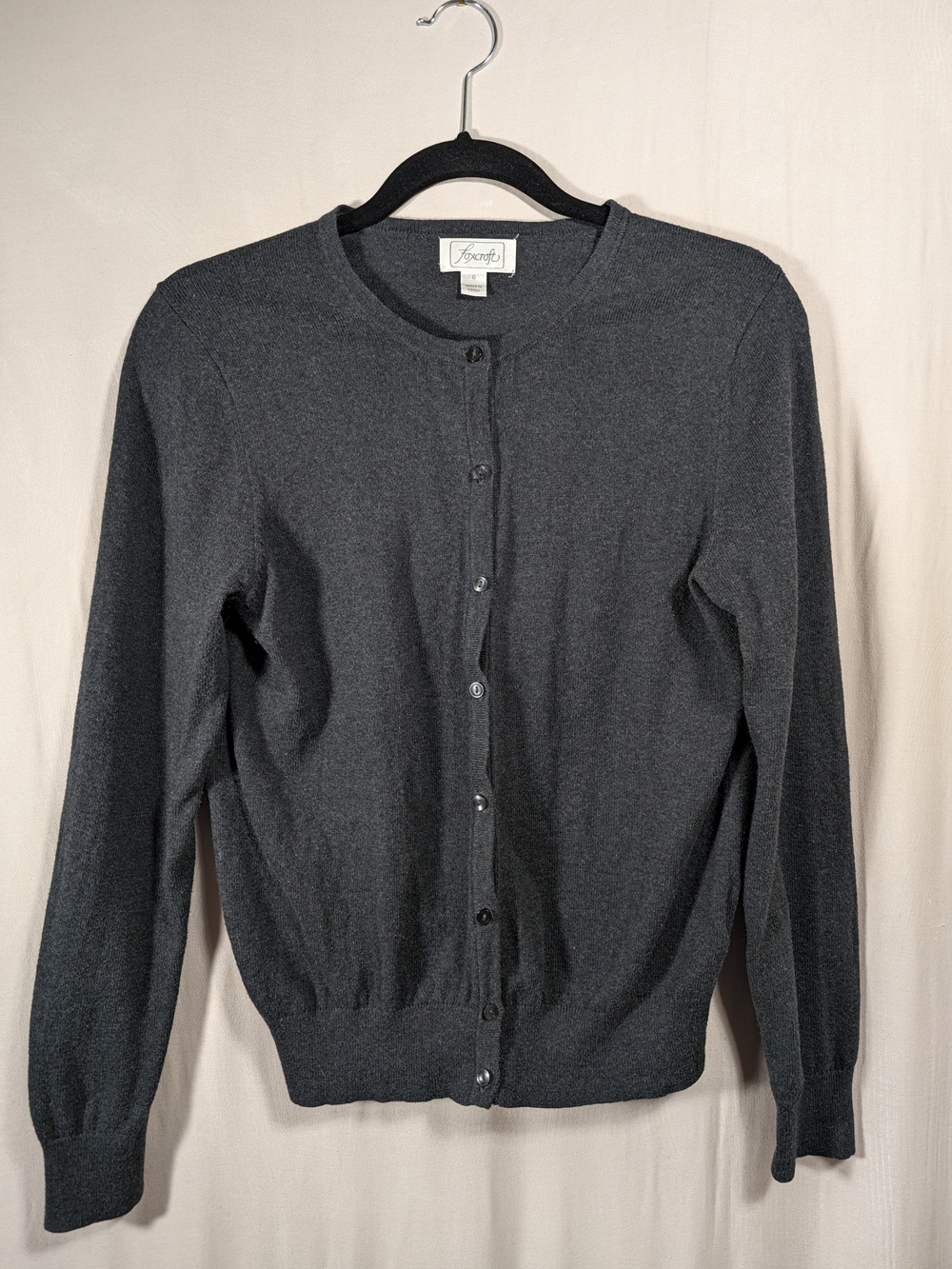 Foxcroft Cashmere Blend Cardigan in Gray Size Small